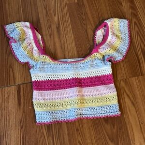 Sincerely Jules Rainbow Colorful Crochet Women’s Striped‎ Summer Size M